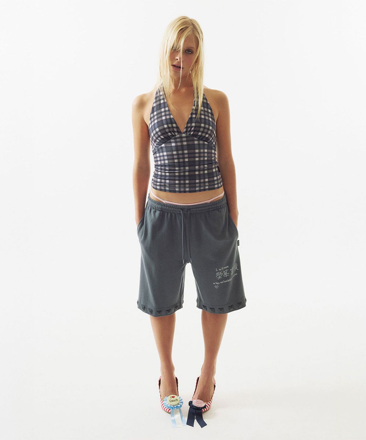 스컬프터(SCULPTOR) Studded Bermuda Pants Charcoal