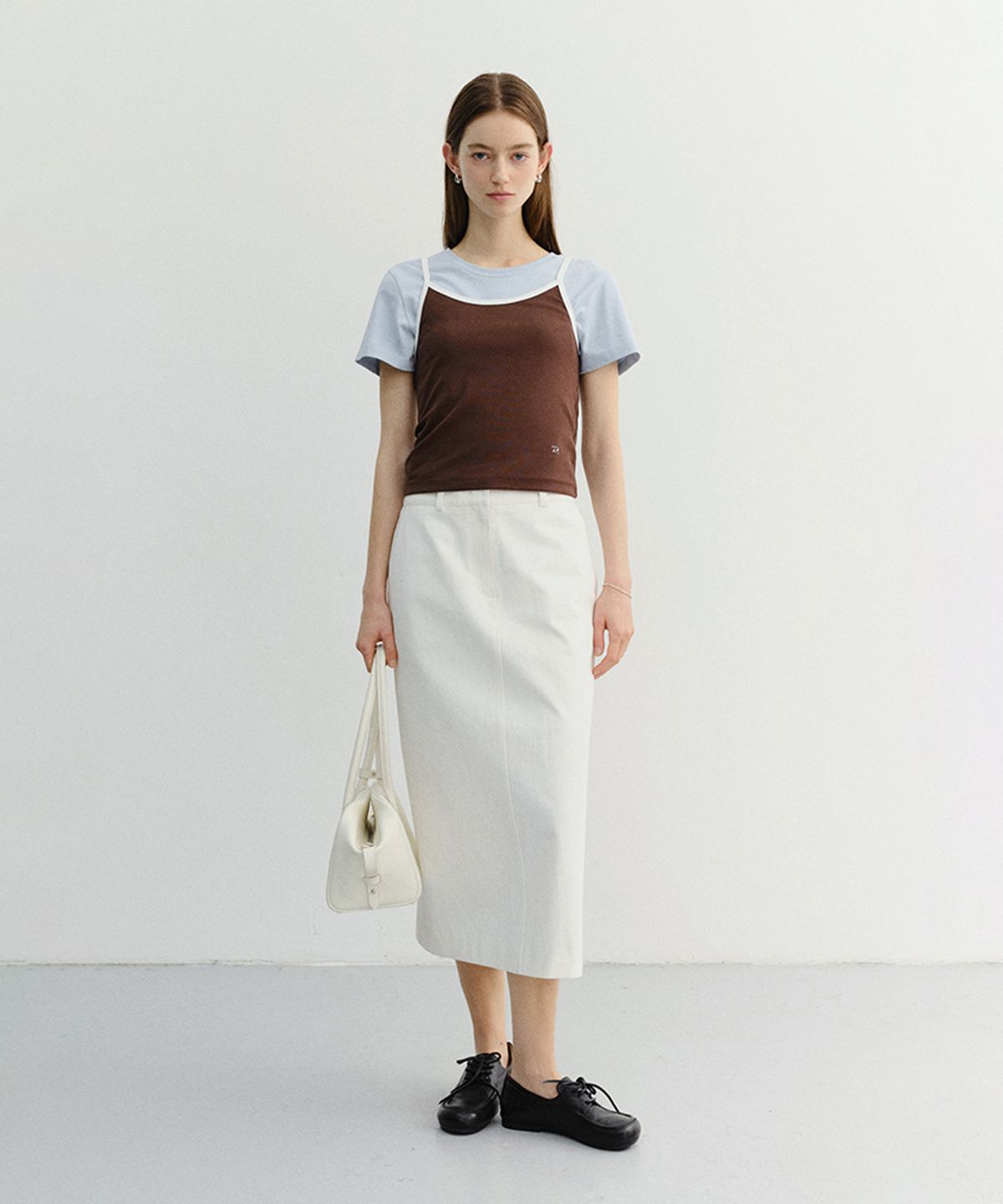 던스트(DUNST) H-LINE COTTON LONG SKIRT_UDSK6B223_OFF WHITE