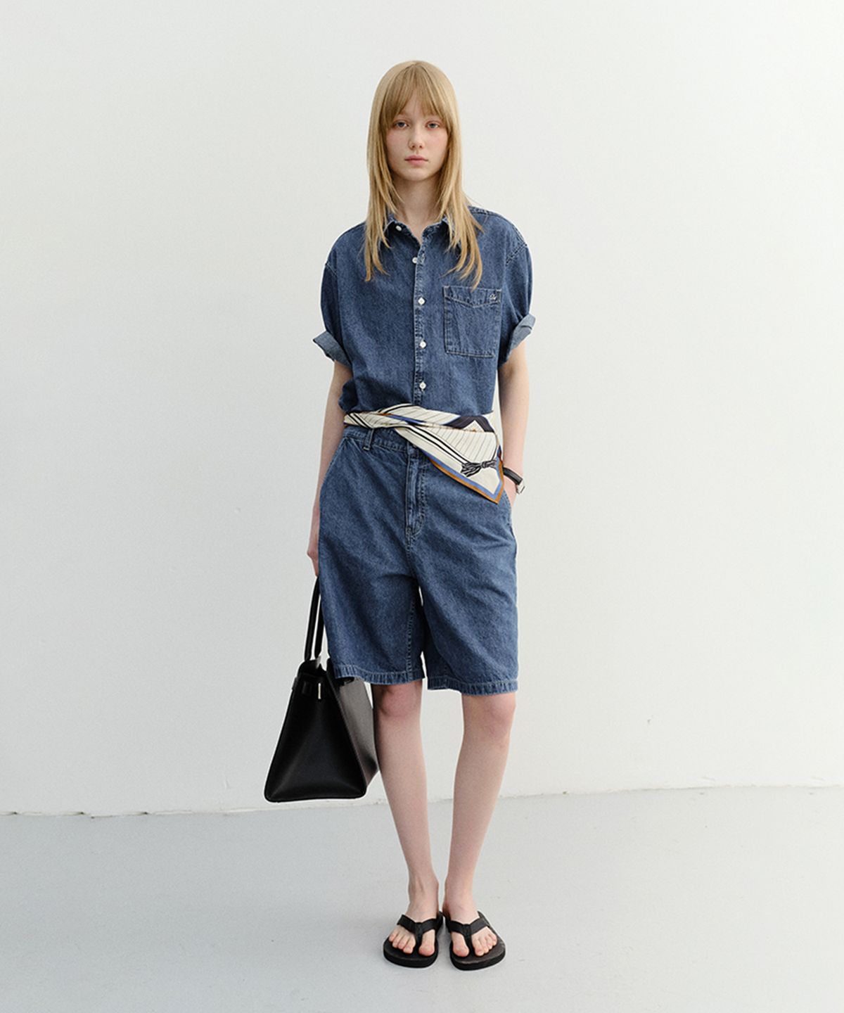 던스트(DUNST) UNISEX LINEN DENIM SHIRT_UDSH6B129_CLASSIC BLUE