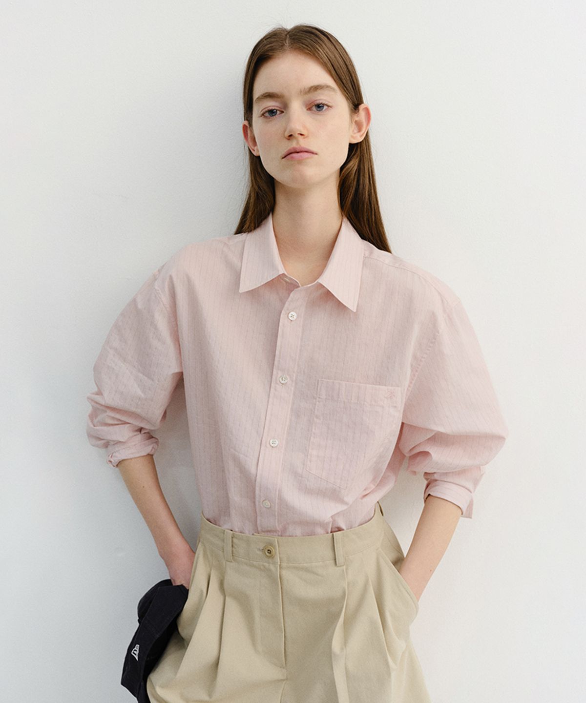 던스트(DUNST) UNISEX SUMMER BREEZE STRIPED OVERSHIRT _UDSH6B126_SOFT PINK