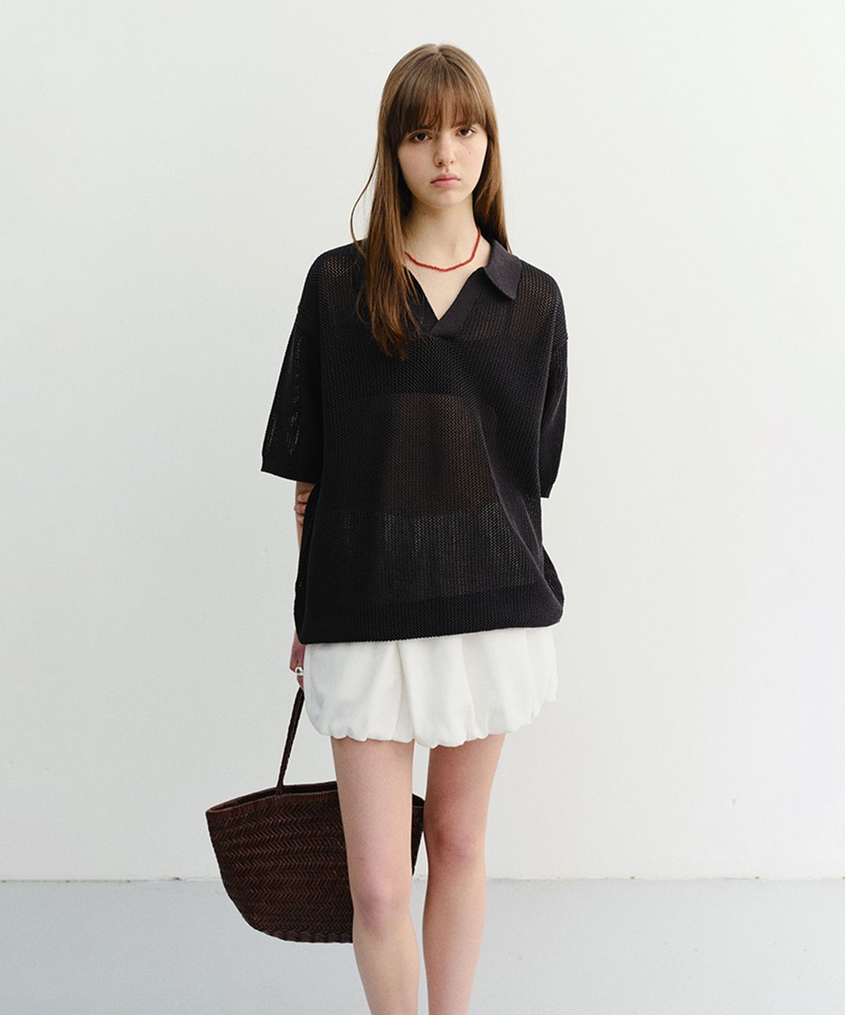 던스트(DUNST) UNISEX CHUNKY POLO KNIT_UDSW6B126_BLACK