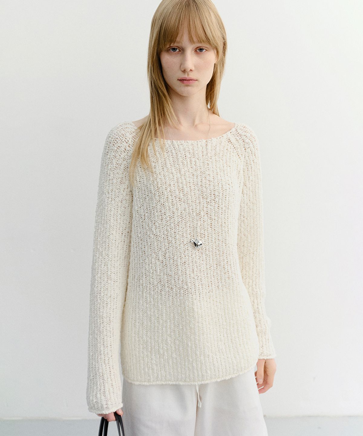 던스트(DUNST) CROCHET CREWNECK KNIT_UDSW6B225_IVORY
