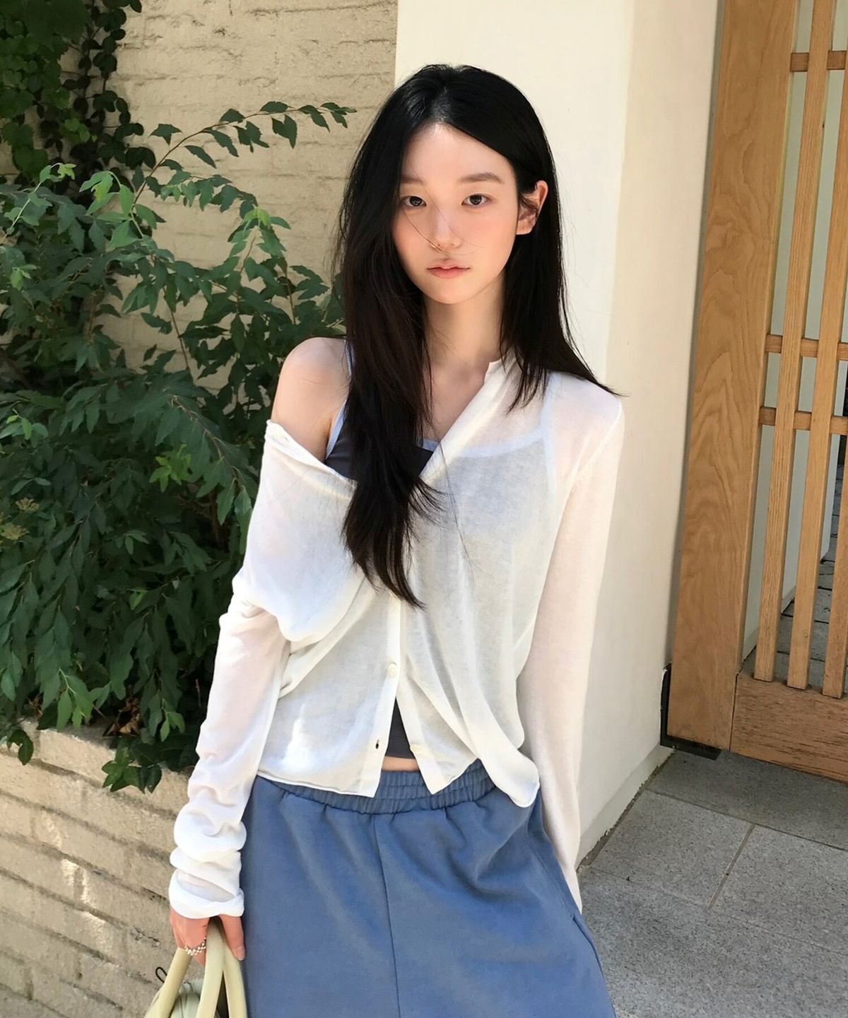 던스트(DUNST) SUMMER ESSENTIAL CREWNECK CARDIGAN_UDSW6B222_WHITE