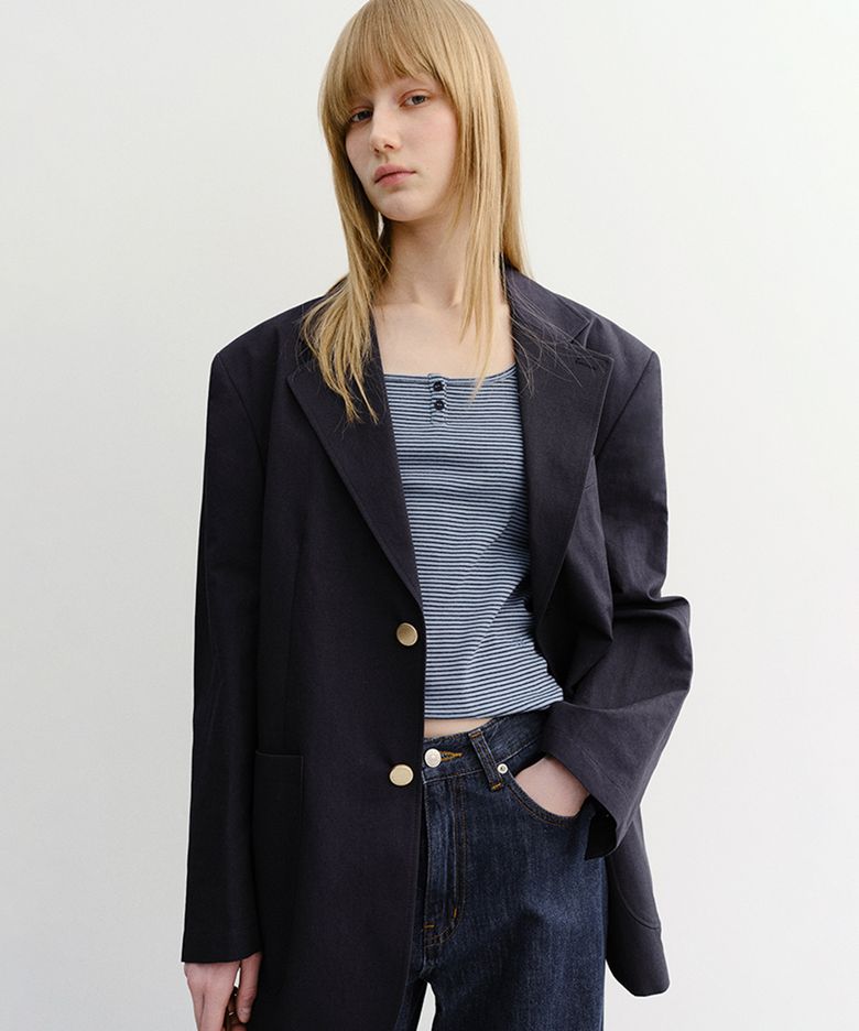 UNISEX CLASSIC LINEN JACKET_UDJA6B121_NAVY