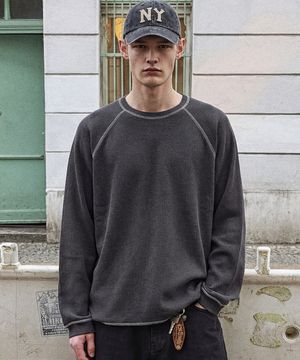 와플 스티치 티셔츠 (차콜)