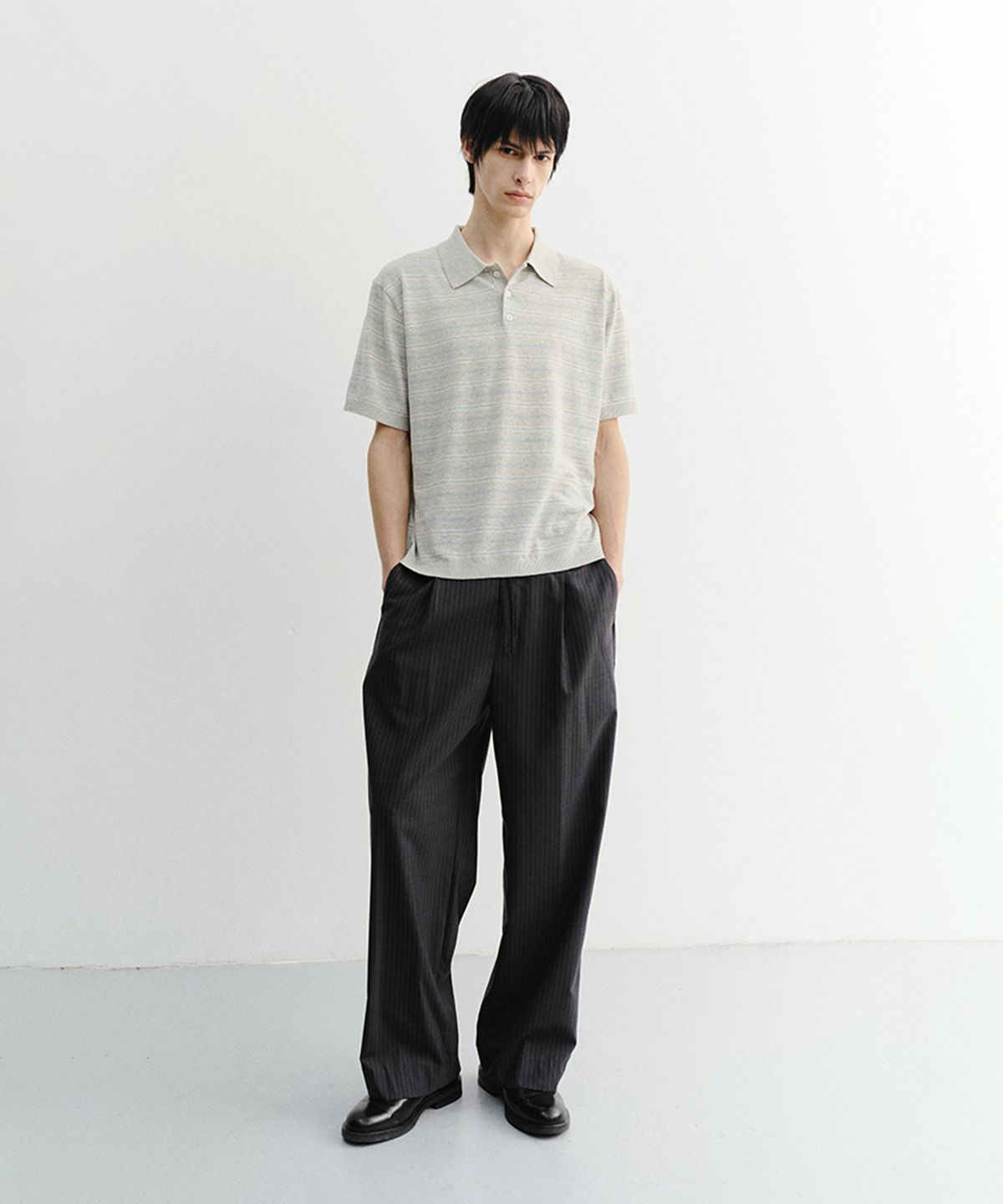 던스트 포 맨(DUNST FOR MEN) LOUNGE WOOL SLACKS_UDPA6B321_GREY STRIPE