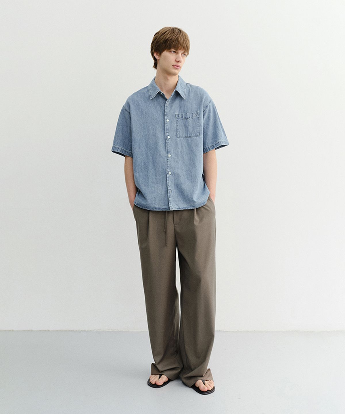 던스트 포 맨(DUNST FOR MEN) LOUNGE WOOL SLACKS_UDPA6B321_KHAKI