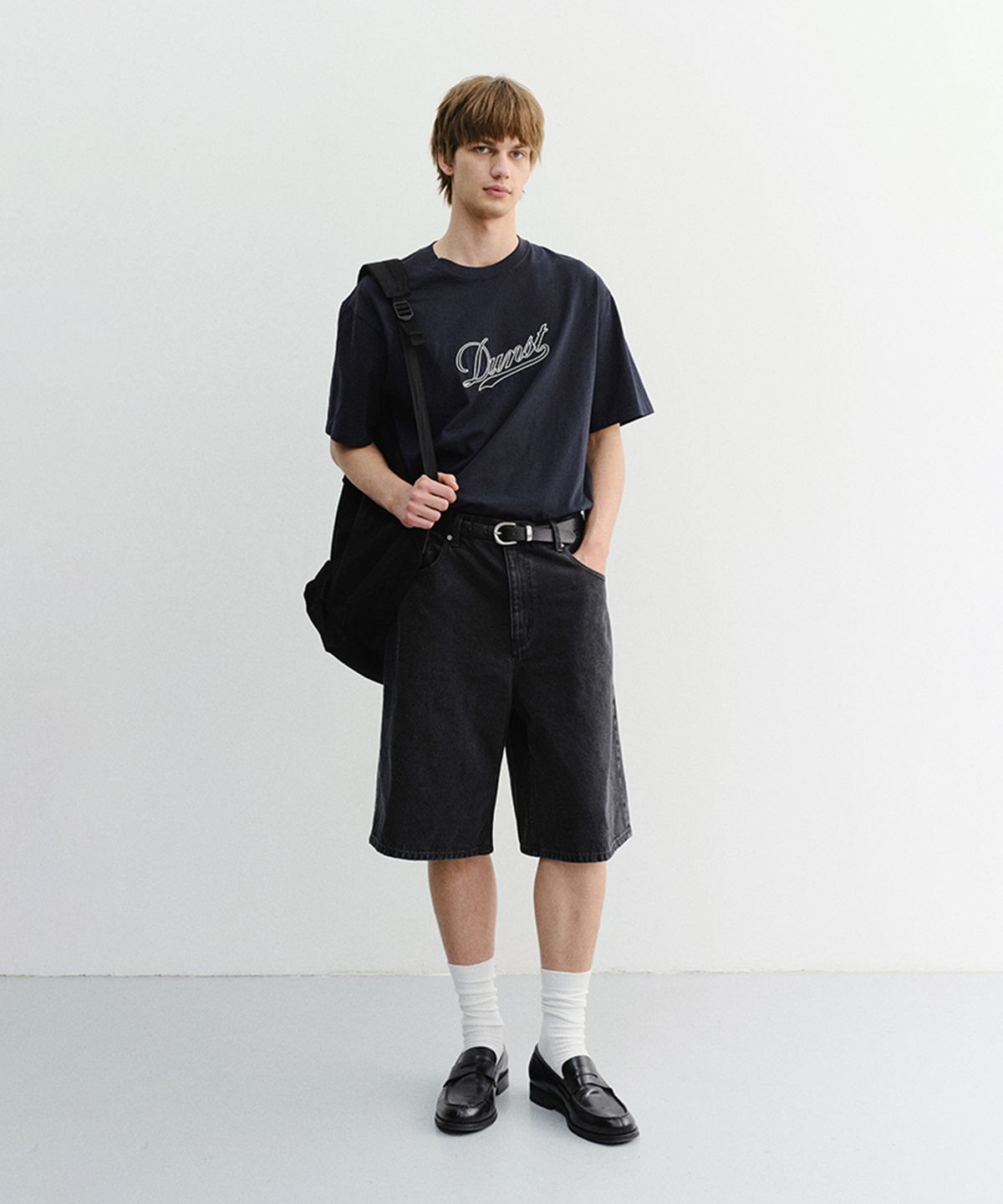 던스트 포 맨(DUNST FOR MEN) CLASSIC BAGGY DENIM SHORTS_UDPA6B325_BLACK