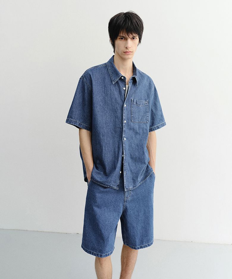 LINEN DENIM SHIRT_UNISEX_UDSH6B129_CLASSIC BLUE