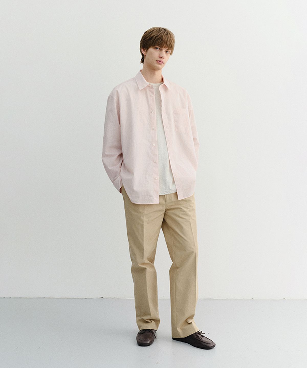 던스트 포 맨(DUNST FOR MEN) SUMMER BREEZE STRIPED OVERSHIRT _UNISEX_UDSH6B126_SOFT PINK