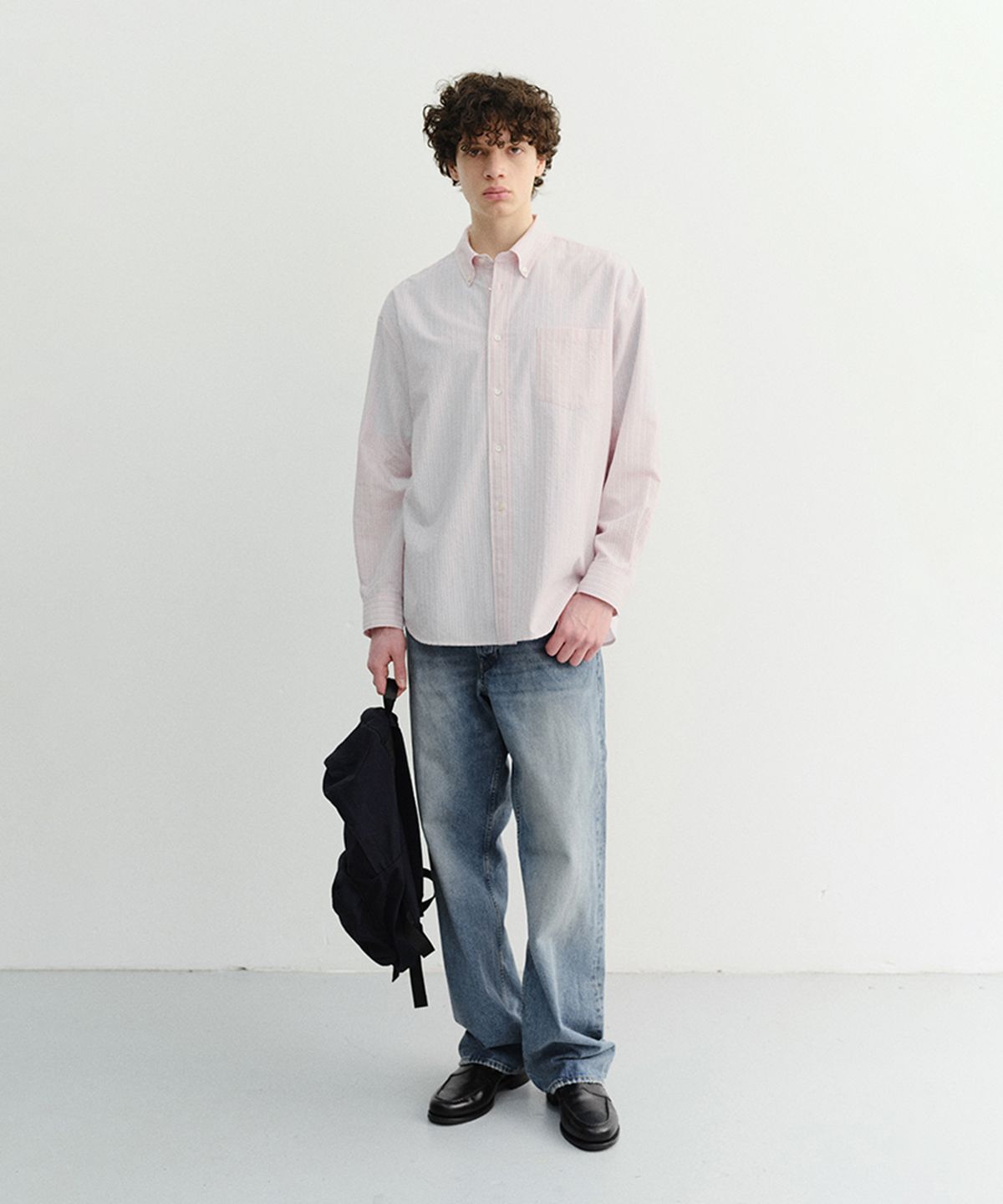 던스트 포 맨(DUNST FOR MEN) CLASSIC STRIPED BD OVERSHIRT_UNISEX_UDSH6B125_SOFT PINK