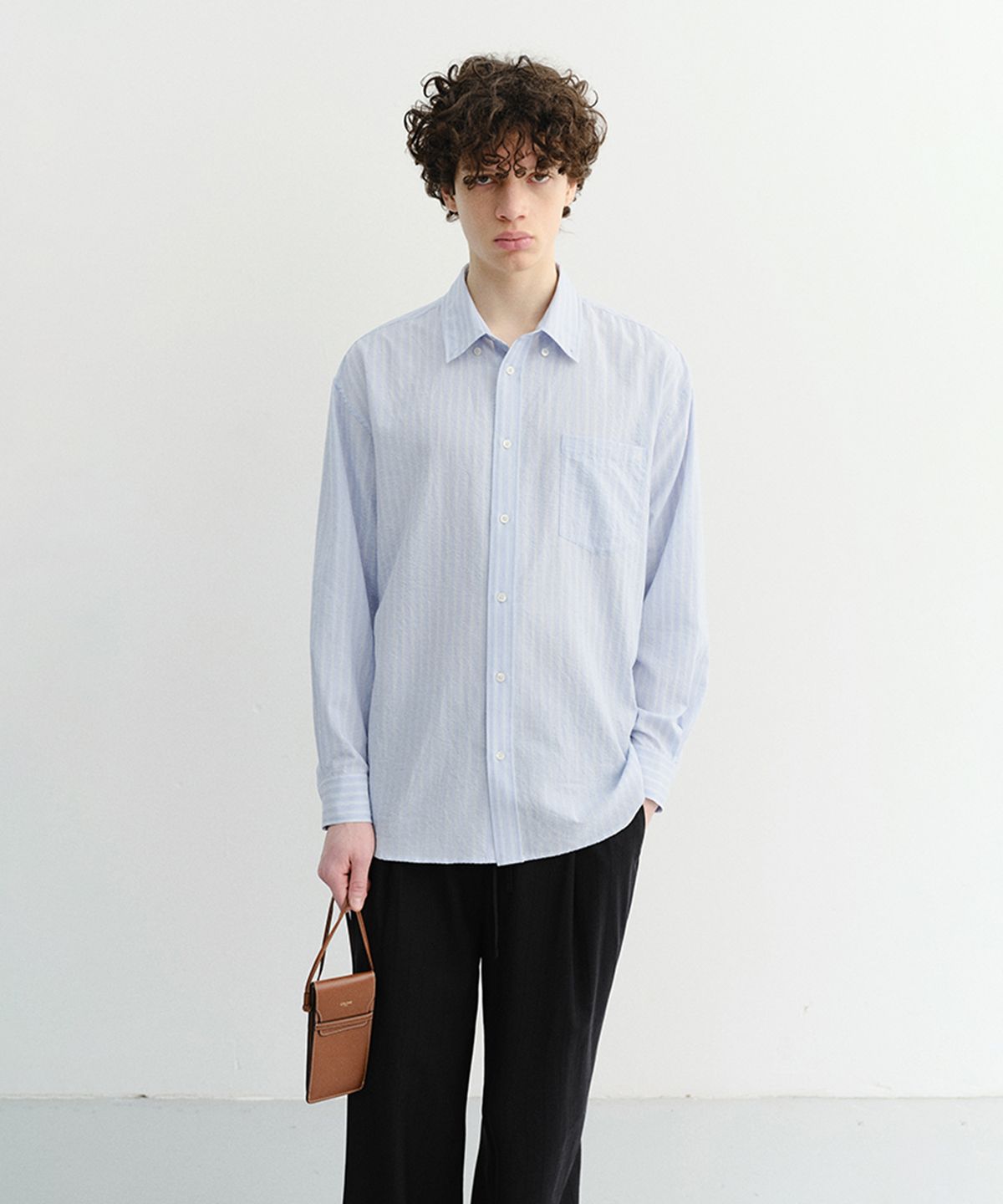 던스트 포 맨(DUNST FOR MEN) CLASSIC STRIPED BD OVERSHIRT_UNISEX_UDSH6B125_BLUE