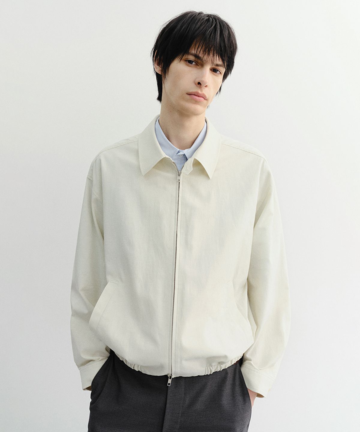 던스트 포 맨(DUNST FOR MEN) COLLARED LIGHT BLOUSON JACKET_UNISEX_UDJU6B121_IVORY