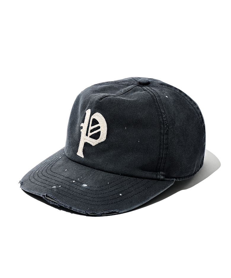 Distress Old P Ball Cap_VTG Black
