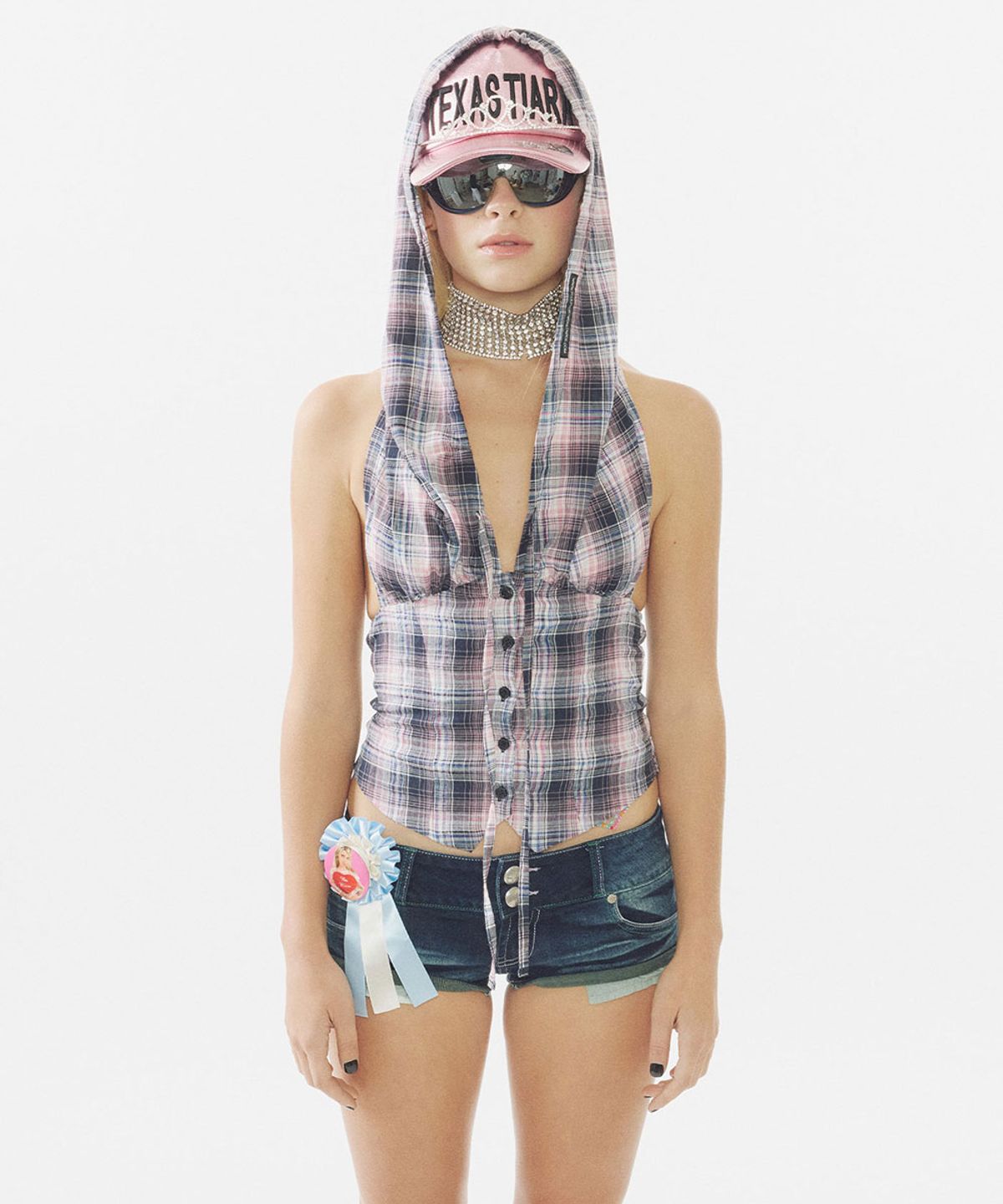 스컬프터(SCULPTOR) Studded Denim Shorts Mid Blue