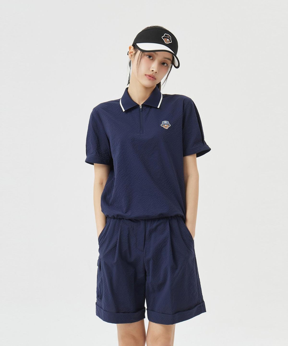 골든베어(GOLDEN BEAR) (W) Seersucker Collar T-shirt G5TAM26331NYX