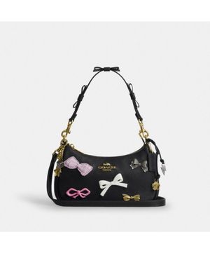 테리 숄더 백 위드 보우 앤 참 CDY93 IMBLK