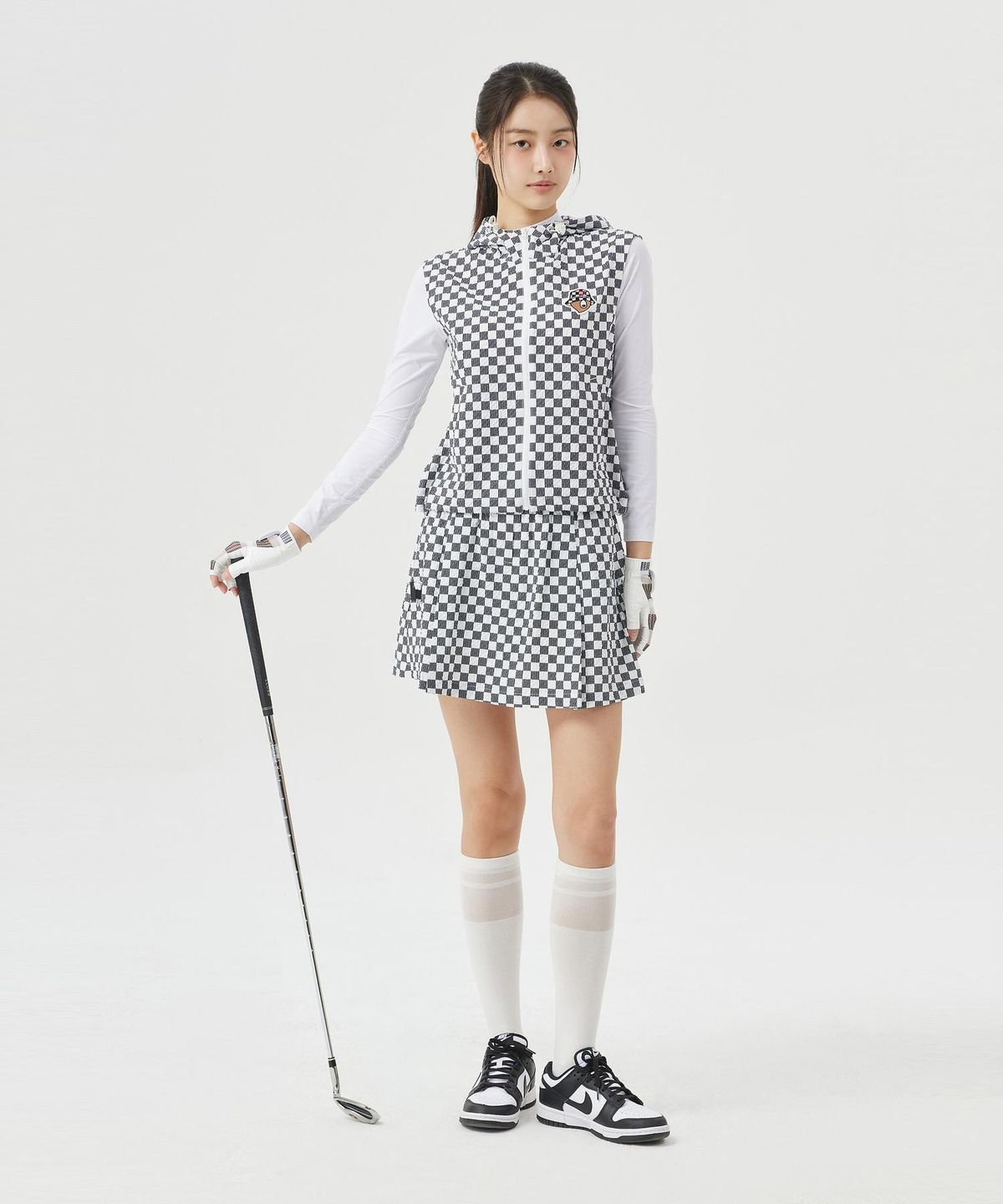 골든베어(GOLDEN BEAR) (W) Checkerboard Skirt (SET UP) G5KCM26311WHX