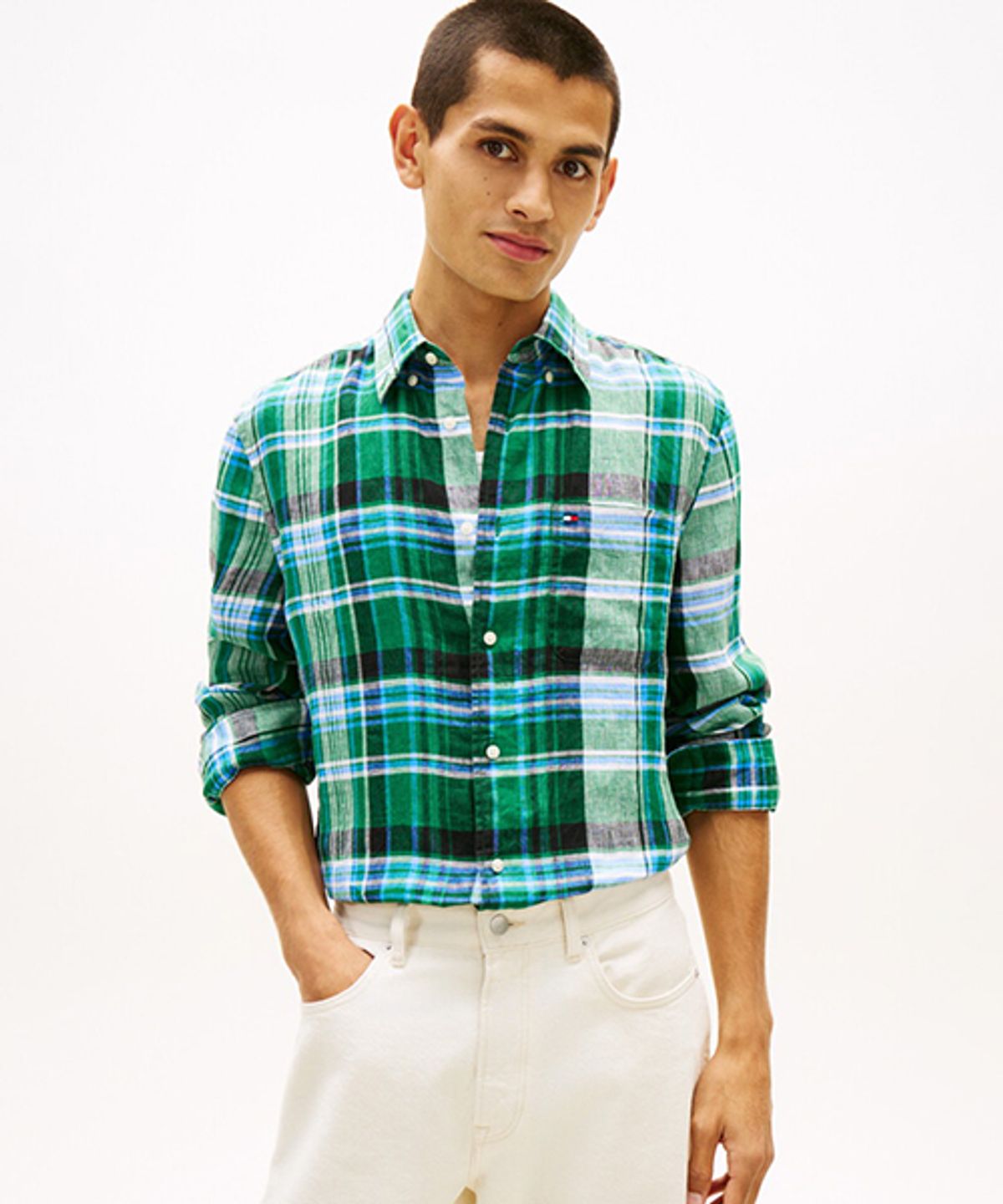 타미힐피거(TOMMY HILFIGER) [Regula fit] 린넨 서머 마드라스 체크 셔츠 (T12G1WSH600MT10N1)