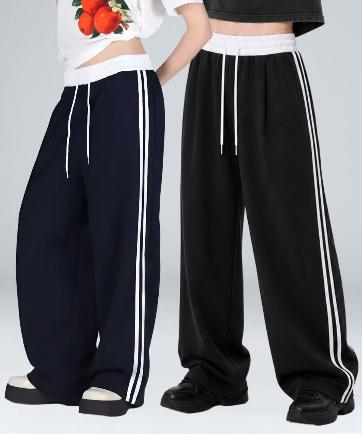 포더핏(FOR THE FIT) 오비 배색 원턱 트랙 스웨트 팬츠_2color