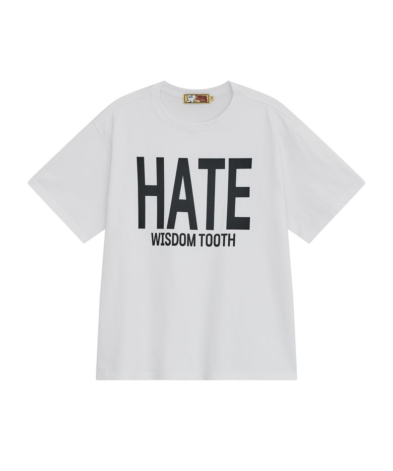 HATE WISDOM TOOTH 로고 반팔티셔츠 화이트
