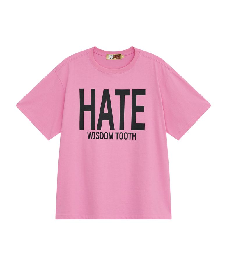 HATE WISDOM TOOTH 로고 반팔티셔츠 핑크