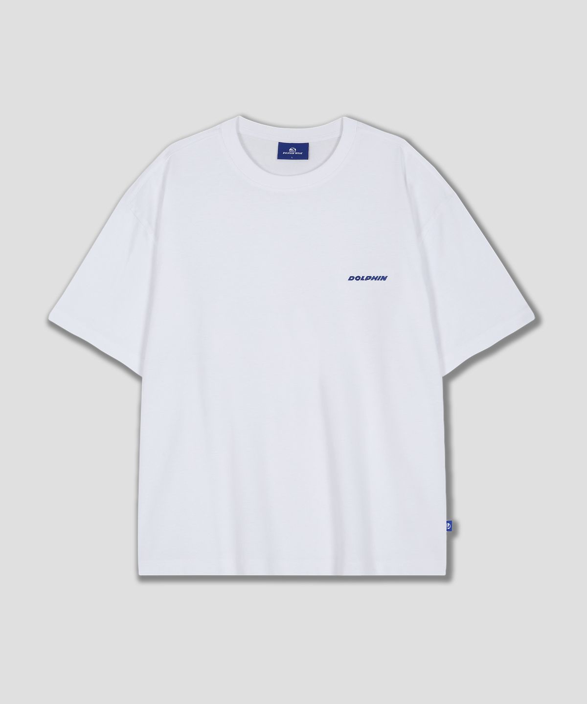 돌핀웨이브어패럴(DOLPHIN WAVE APPAREL) 돌핀 자수 로고 반팔 티셔츠 화이트