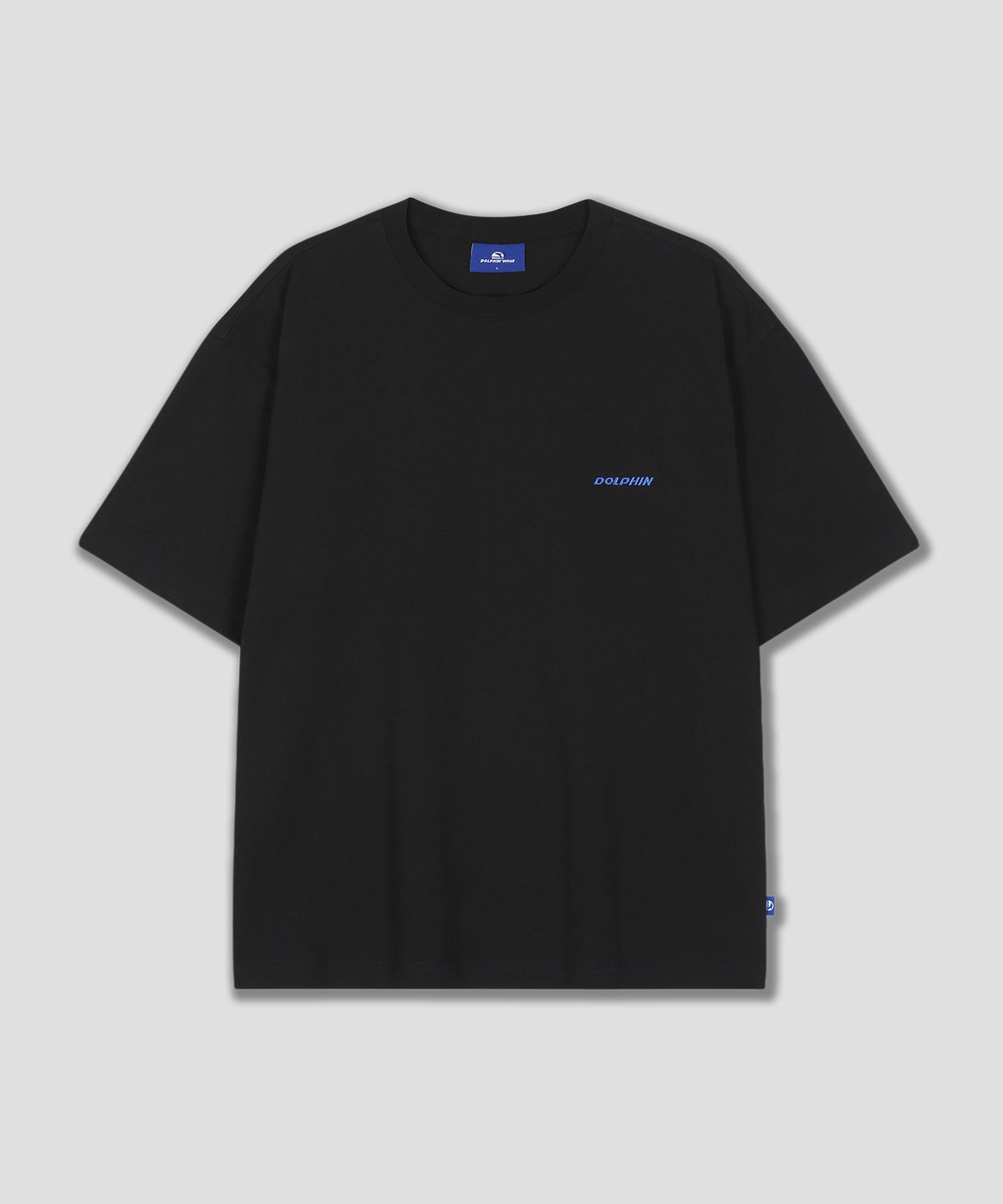 돌핀웨이브어패럴(DOLPHIN WAVE APPAREL) 돌핀 자수 로고 반팔 티셔츠 블랙