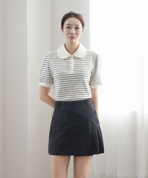 써니 퍼프 스트라이프 티셔츠_블랙