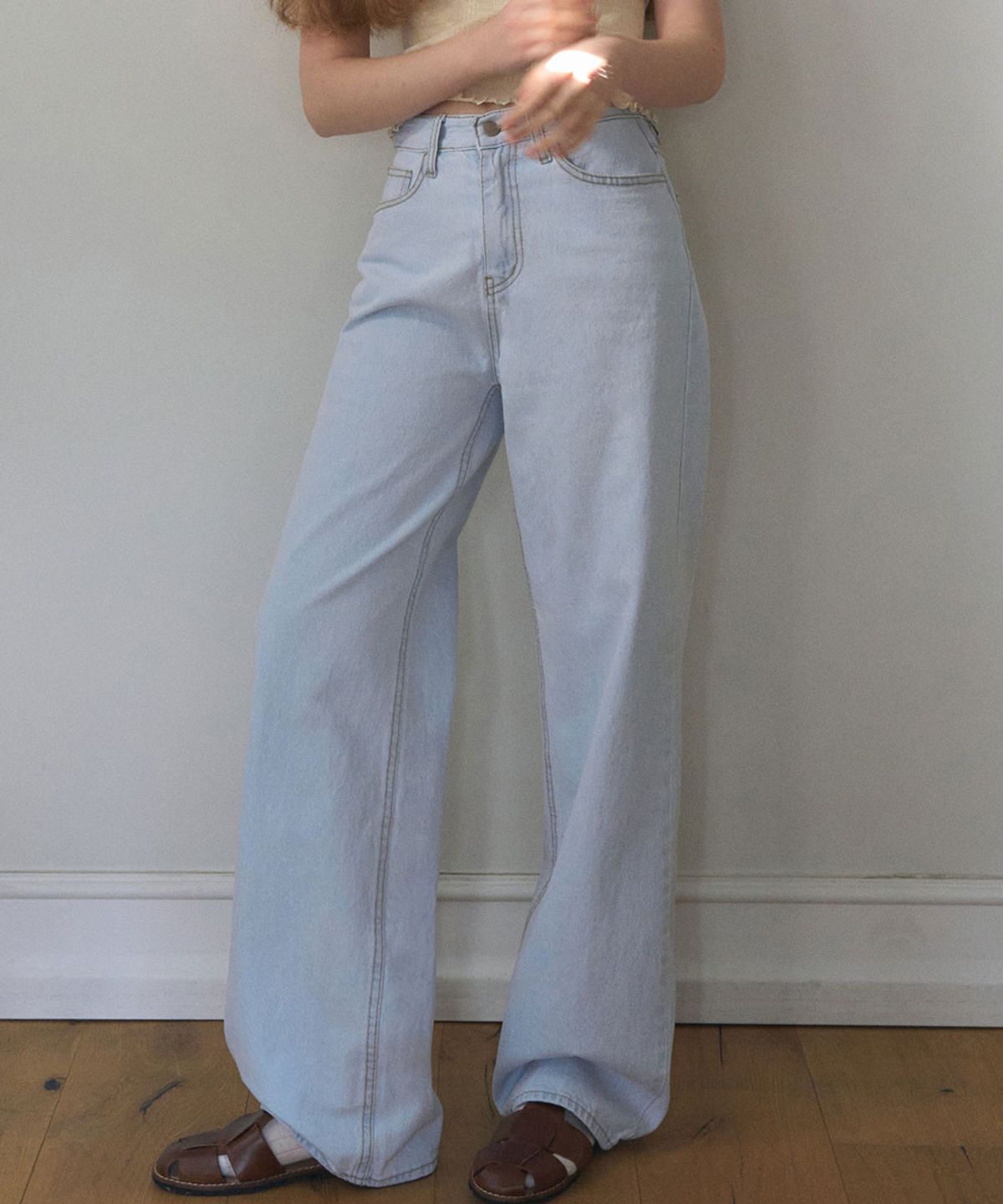 헤인트(HAINT) BASIC SEMI WIDE STRAIGHT FIT DENIM PANTS 2COL_LIGHT BLUE