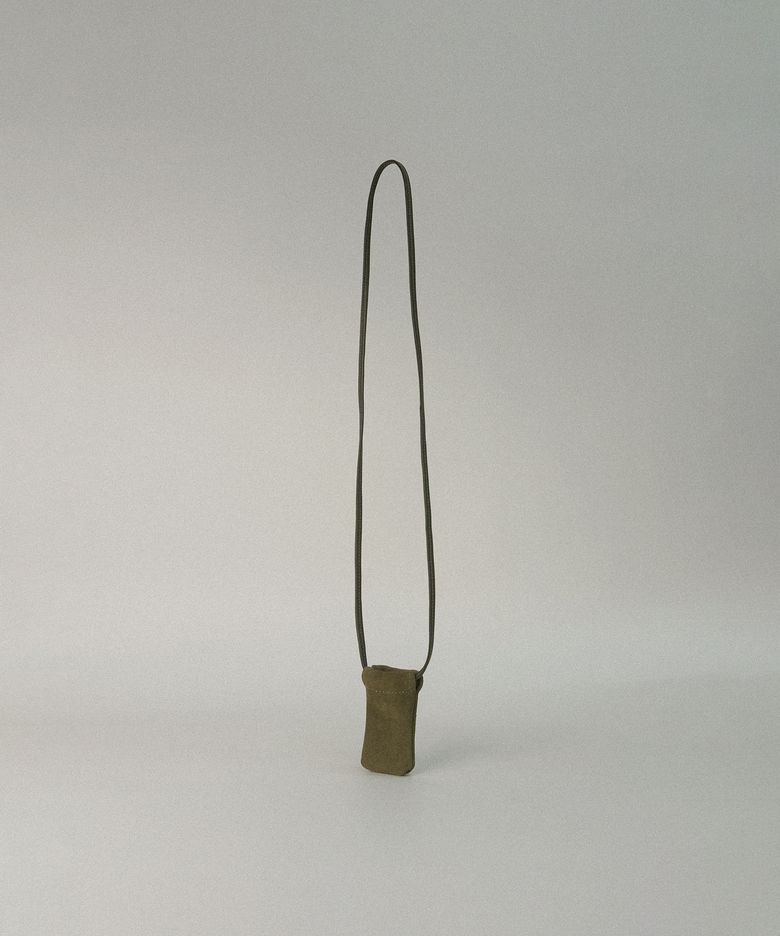 lip balm bag (suede olive) _ from Italy