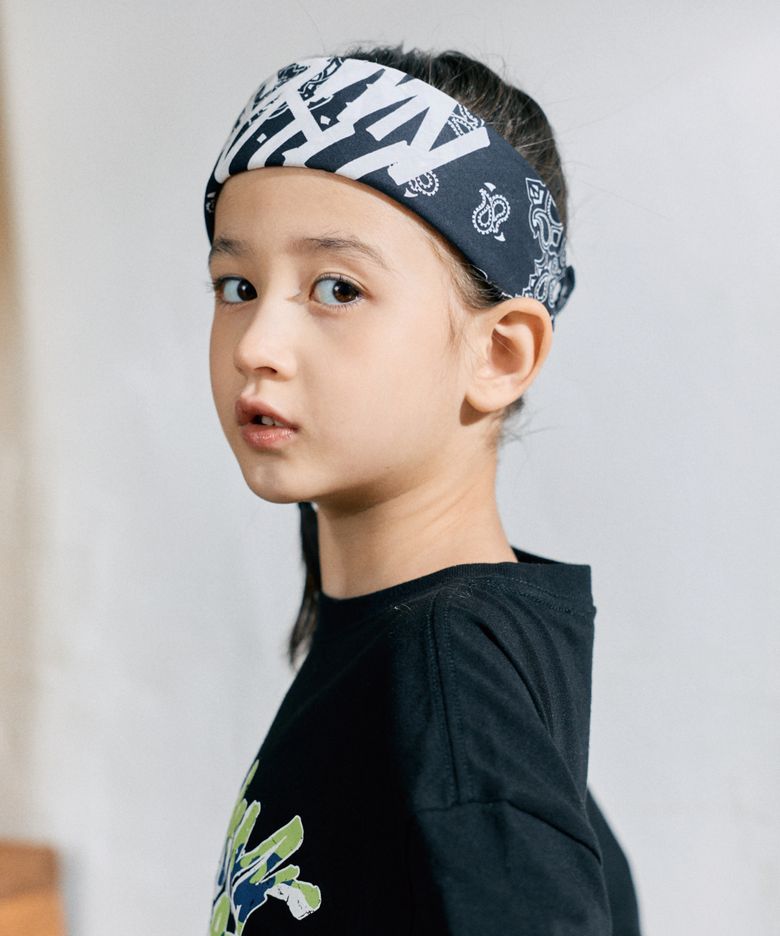 KIDS PAISLEY TAG BANDANA - BLACK