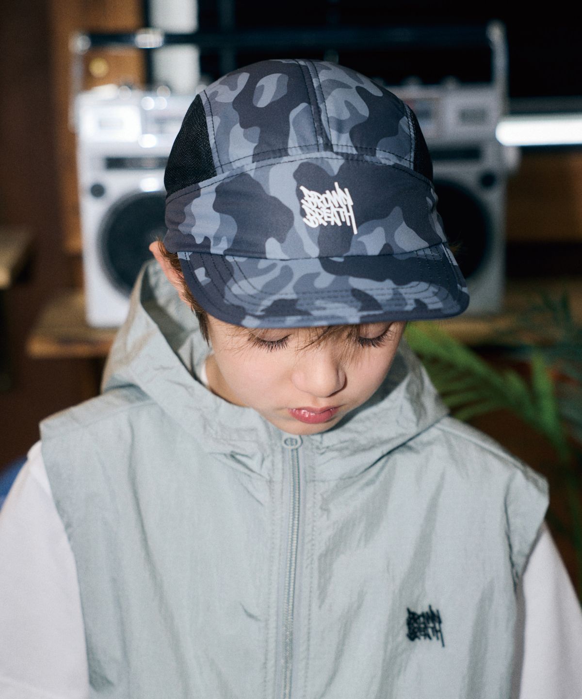 브라운브레스 키즈(BROWNBREATH KIDS) KIDS BB HALF MESH CAMP CAP - DARK GREY