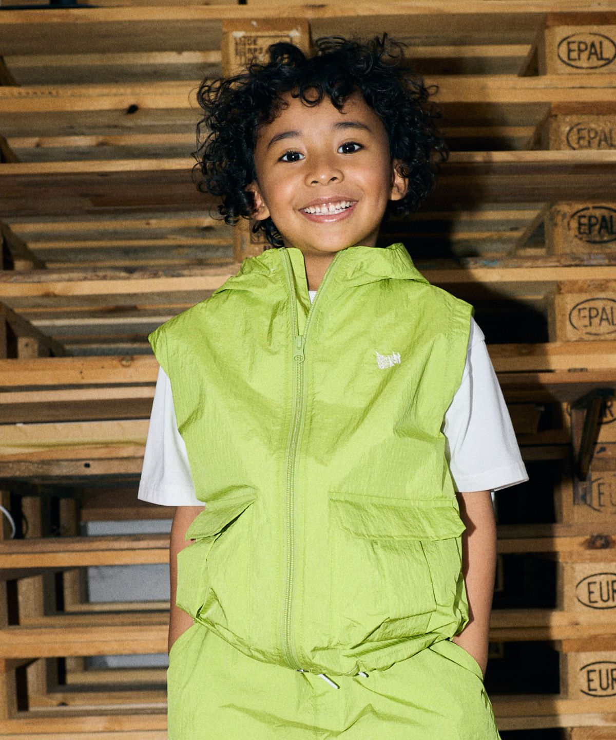 브라운브레스 키즈(BROWNBREATH KIDS) KIDS TAG LIGHT HOOD VEST - LIME