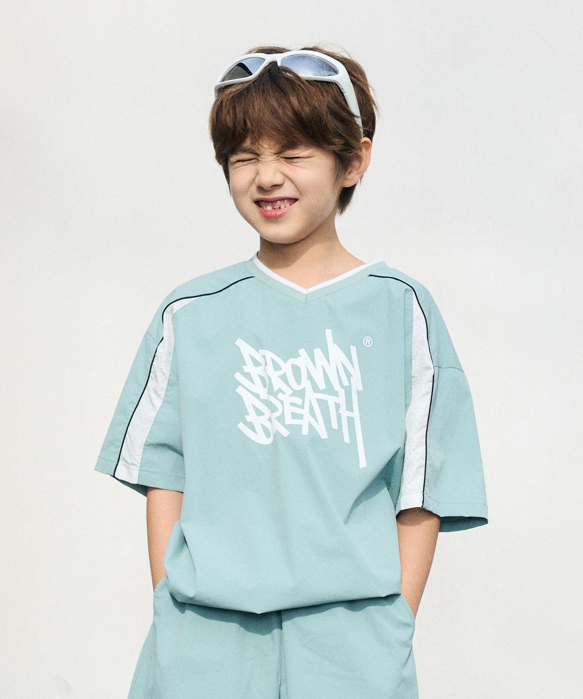 브라운브레스 키즈(BROWNBREATH KIDS) KIDS LIGHT WOVEN TAG TEE - MINT