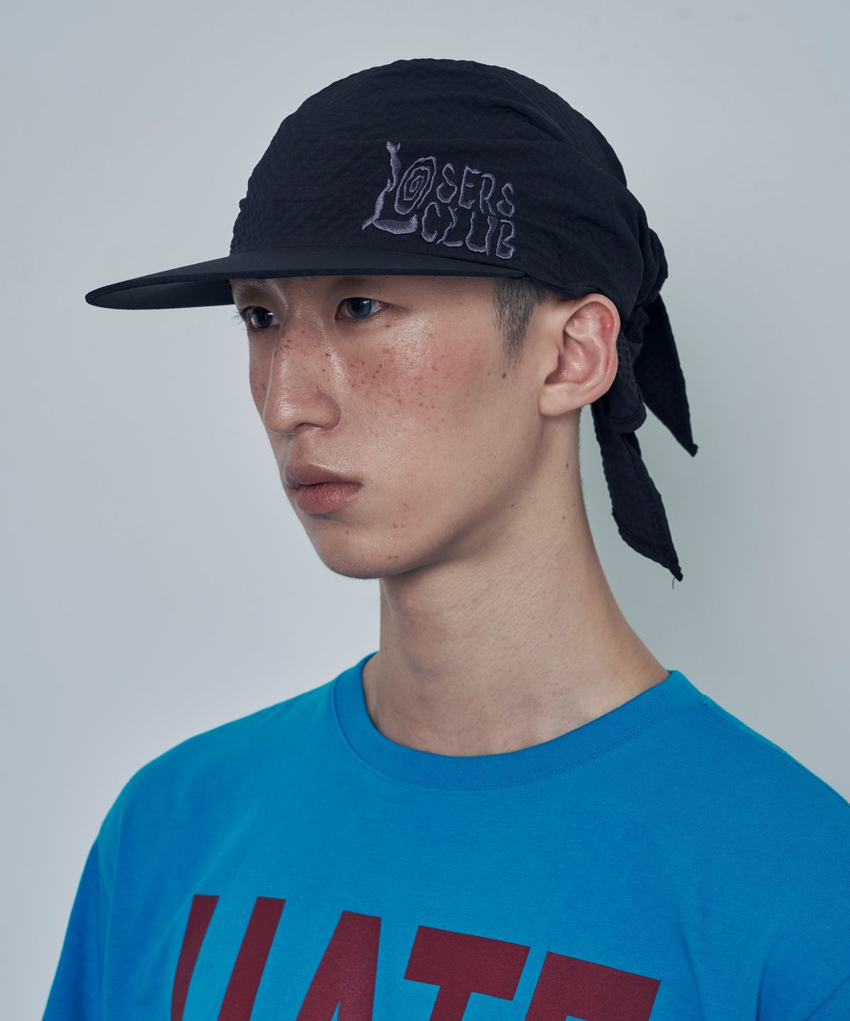 루저스클럽(LOSERS CLUB) 시어서커 스카프 반다나 캡 블랙