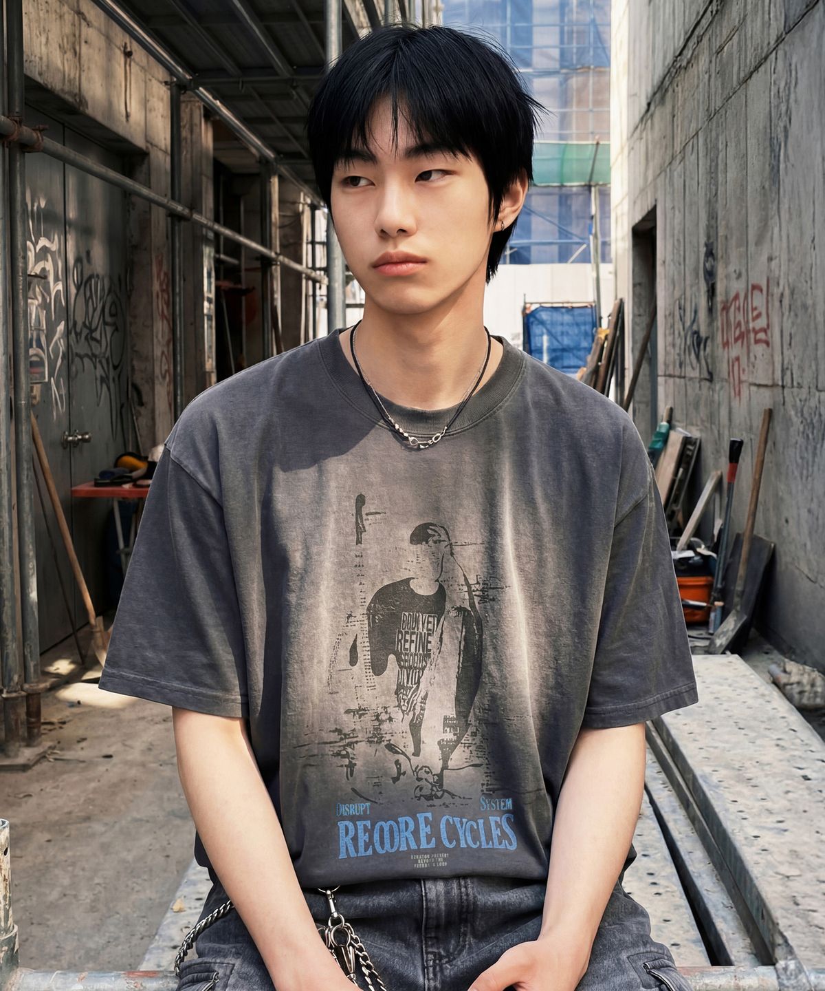에즈카톤(EZKATON) 빈스트릿 반팔티셔츠 딥그레이 JIST6947