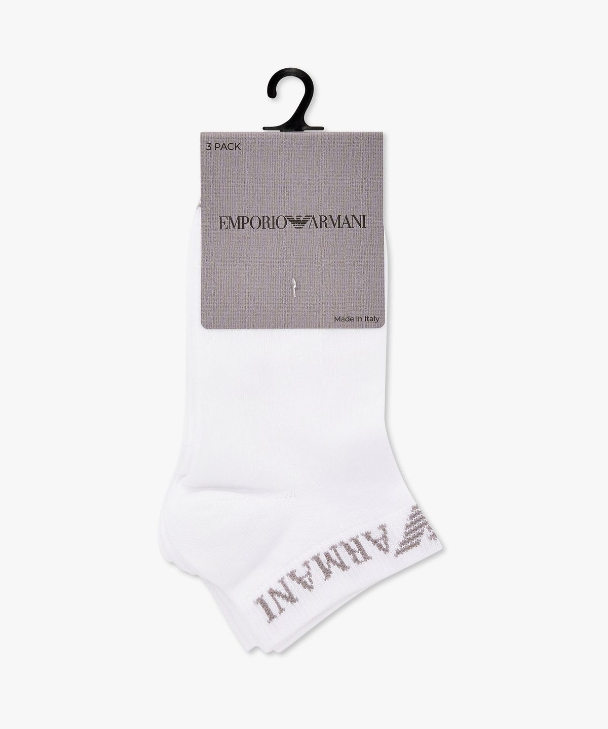 엠포리오 아르마니 언더웨어(EMPORIO ARMANI UNDERWEAR) 여성 라인 디테일 앵클 삭스 3PACK_화이트 0826145501