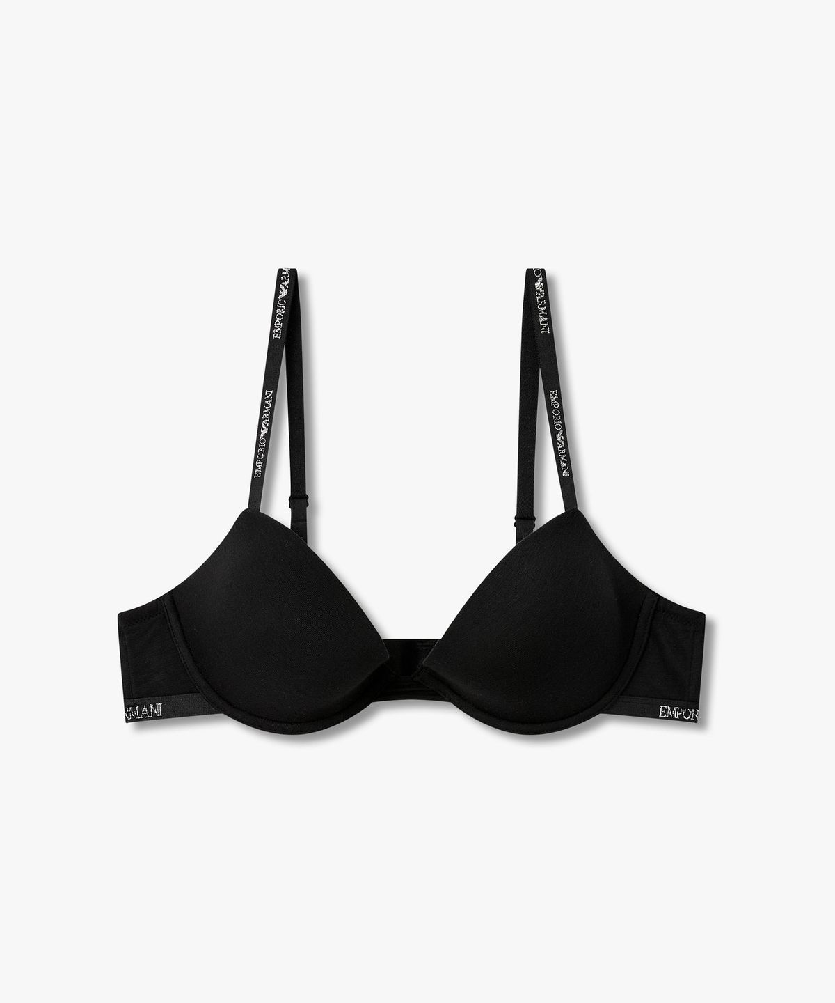 엠포리오 아르마니 언더웨어(EMPORIO ARMANI UNDERWEAR) 여성 메탈릭 로고 리무버블 푸쉬업 브라_블랙 0826185520