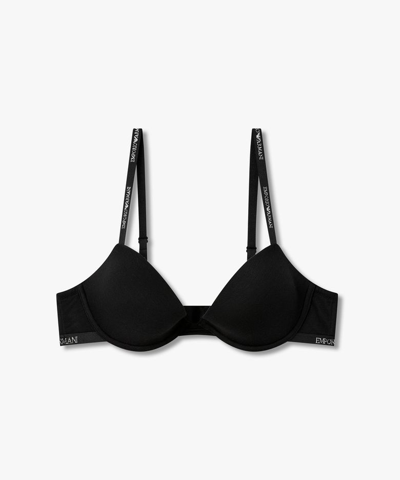 여성 메탈릭 로고 리무버블 푸쉬업 브라_블랙 0826185520