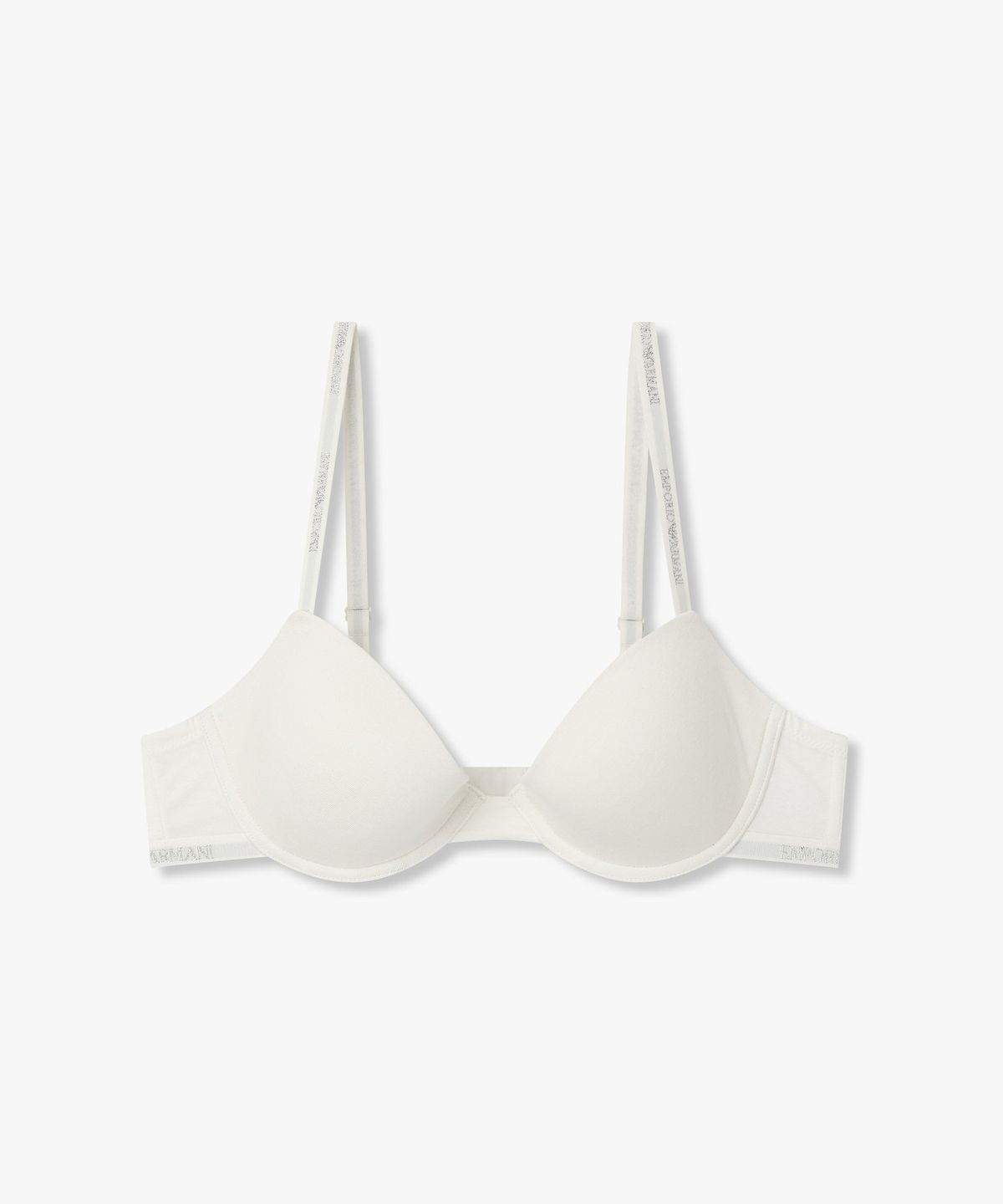 엠포리오 아르마니 언더웨어(EMPORIO ARMANI UNDERWEAR) 여성 메탈릭 로고 리무버블 푸쉬업 브라_화이트 0826185517