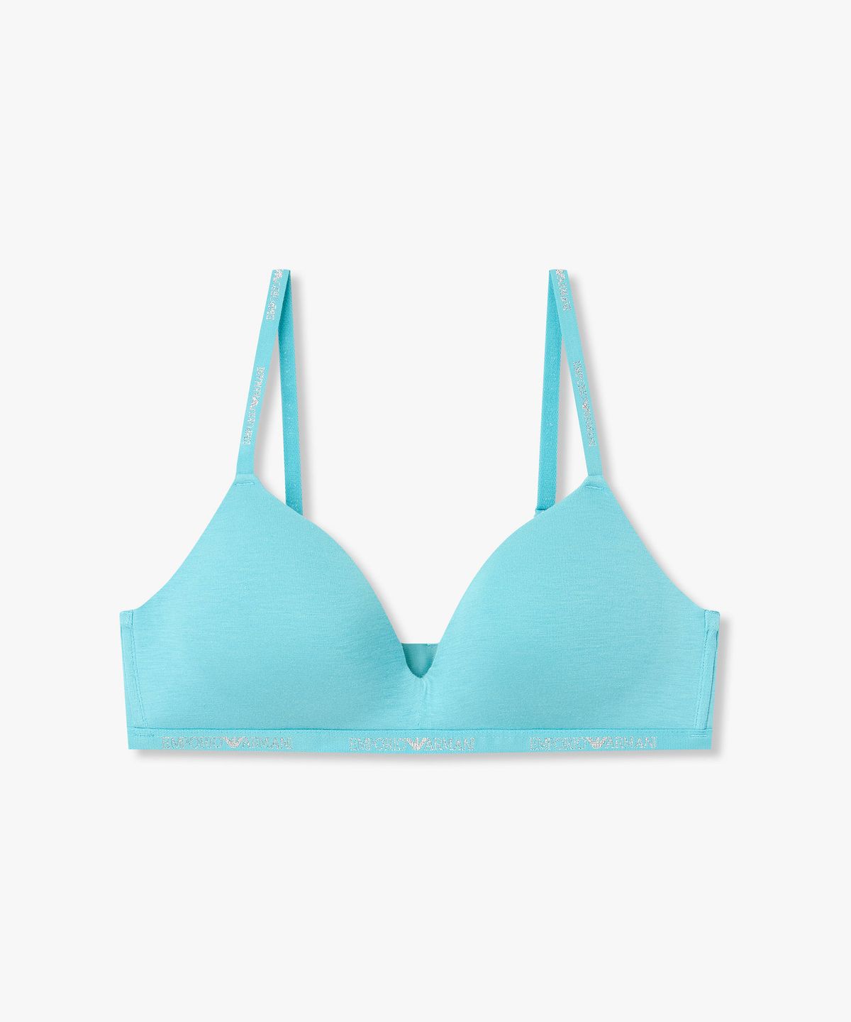 엠포리오 아르마니 언더웨어(EMPORIO ARMANI UNDERWEAR) 여성 메탈릭 로고 패디드 트라이앵글 브라_블루 0826181508