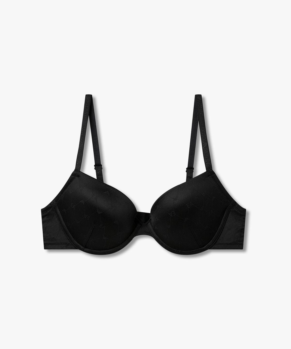 엠포리오 아르마니 언더웨어(EMPORIO ARMANI UNDERWEAR) 여성 올오버 로고 패턴 푸쉬업 브라_블랙 0826185510