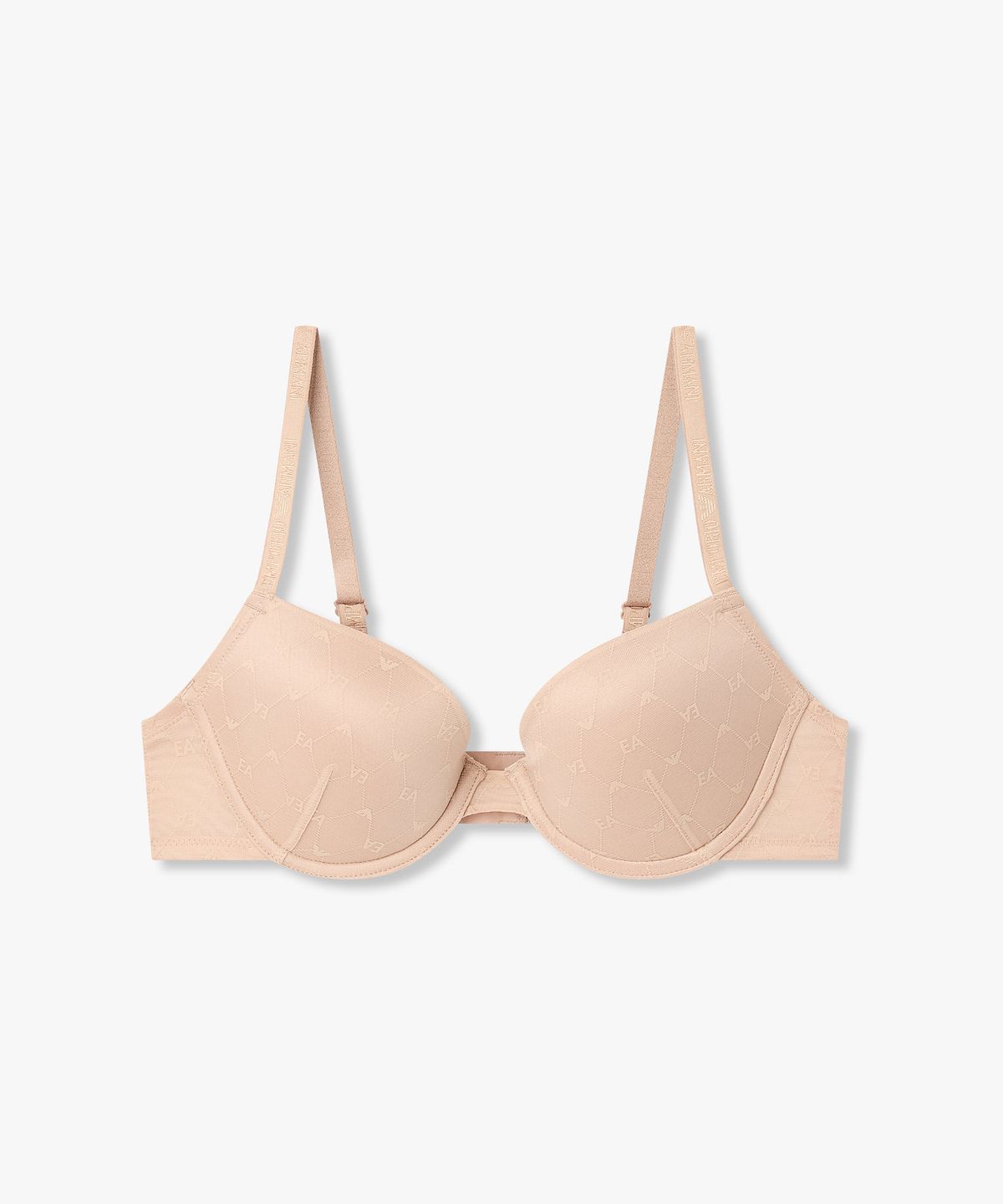 엠포리오 아르마니 언더웨어(EMPORIO ARMANI UNDERWEAR) 여성 올오버 로고 패턴 푸쉬업 브라_베이지 0826185509