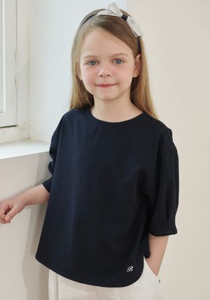 BA22BL04DN 네이비 시어서커 와이드 블라우스