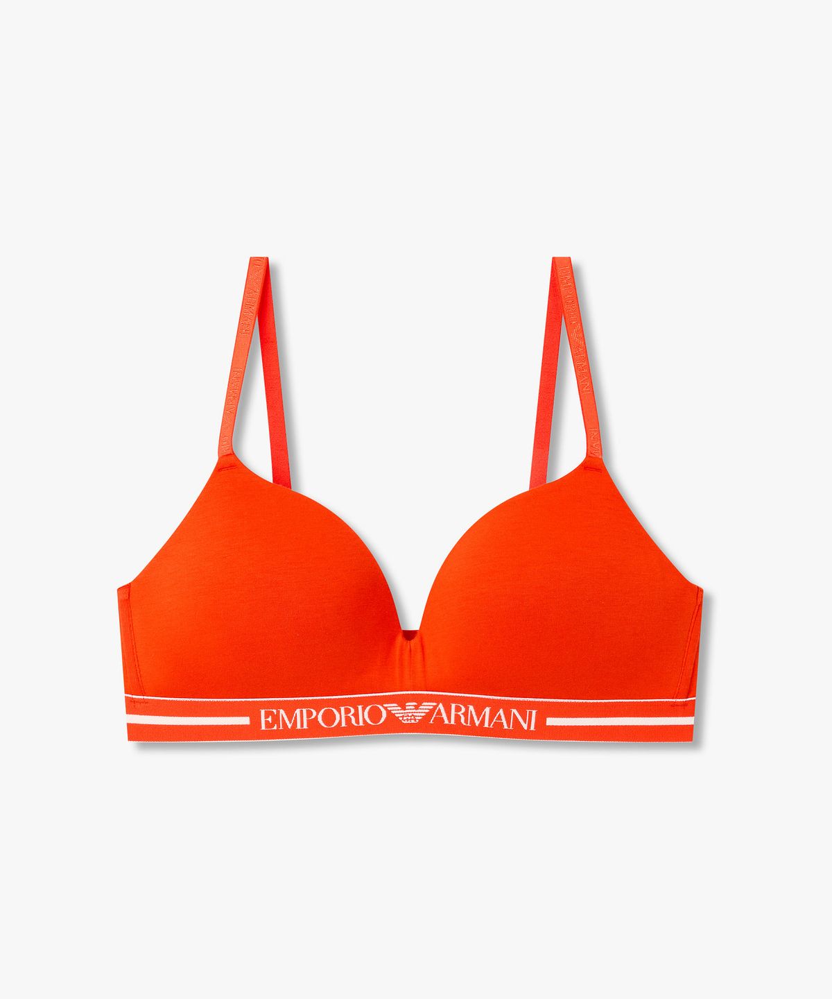 엠포리오 아르마니 언더웨어(EMPORIO ARMANI UNDERWEAR) 여성 라인 센터 로고 패디드 트라이앵글 브라_다크 오렌지 0826181504