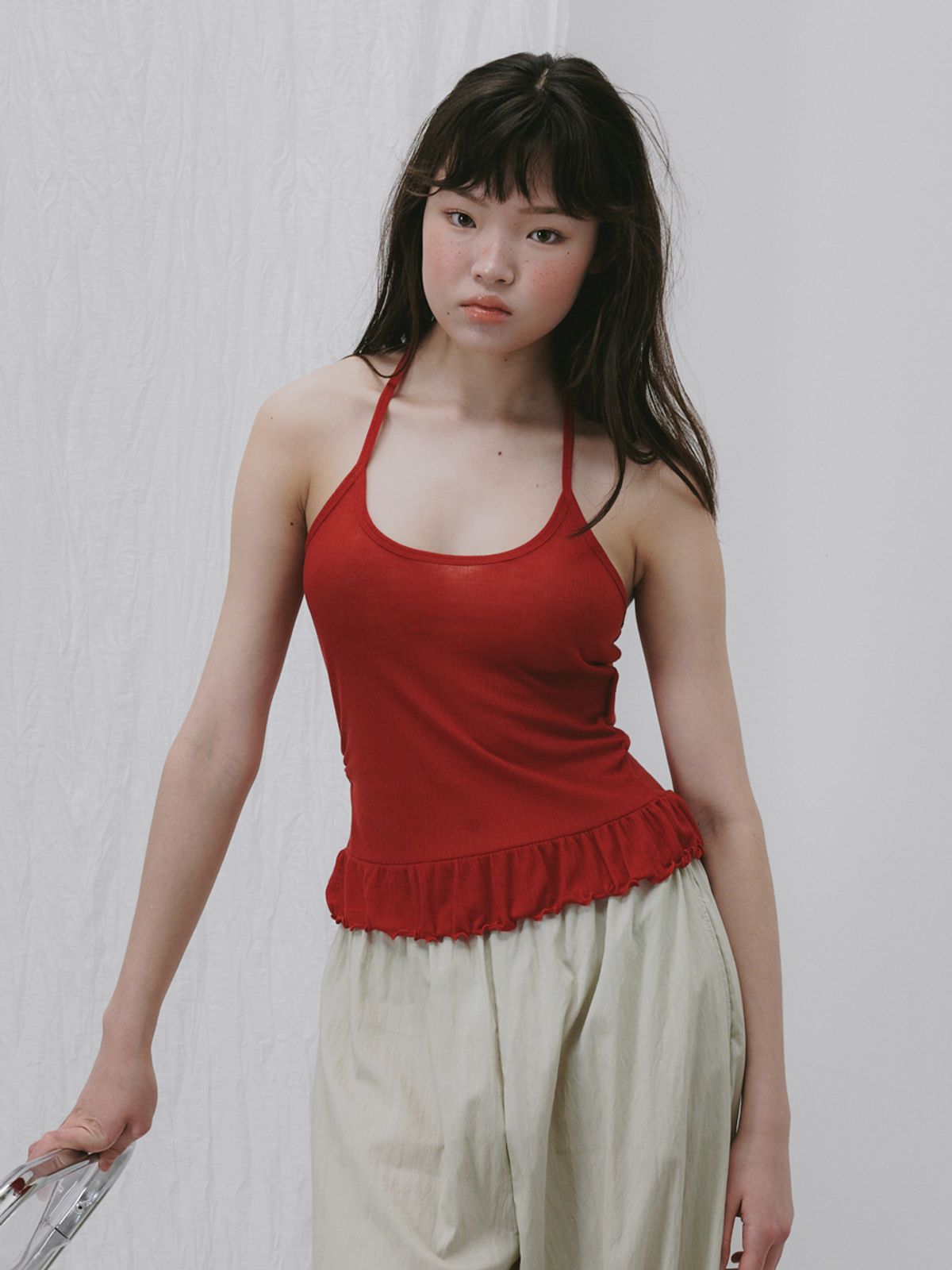 플라드주르(PLATDUJOUR) Halter neck sleeveless (Red)