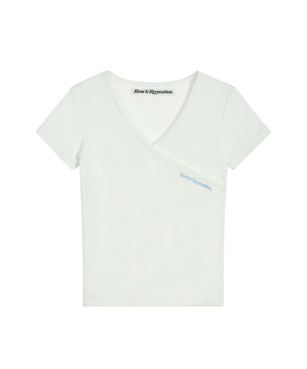 레스트앤레크레이션(REST&RECREATION) WRAP HALF SLEEVE TOP - WHITE