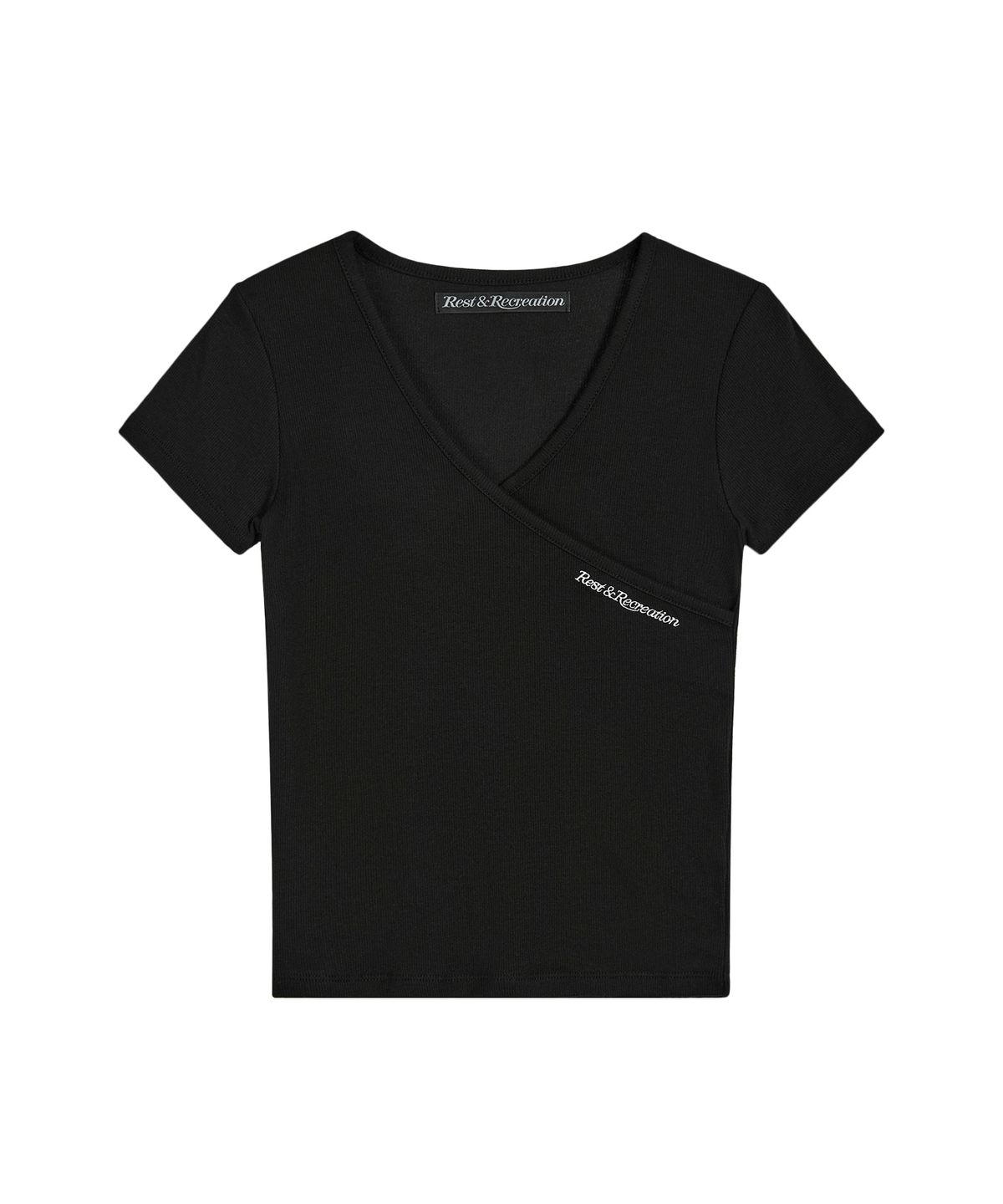 레스트앤레크레이션(REST&RECREATION) WRAP HALF SLEEVE TOP - BLACK
