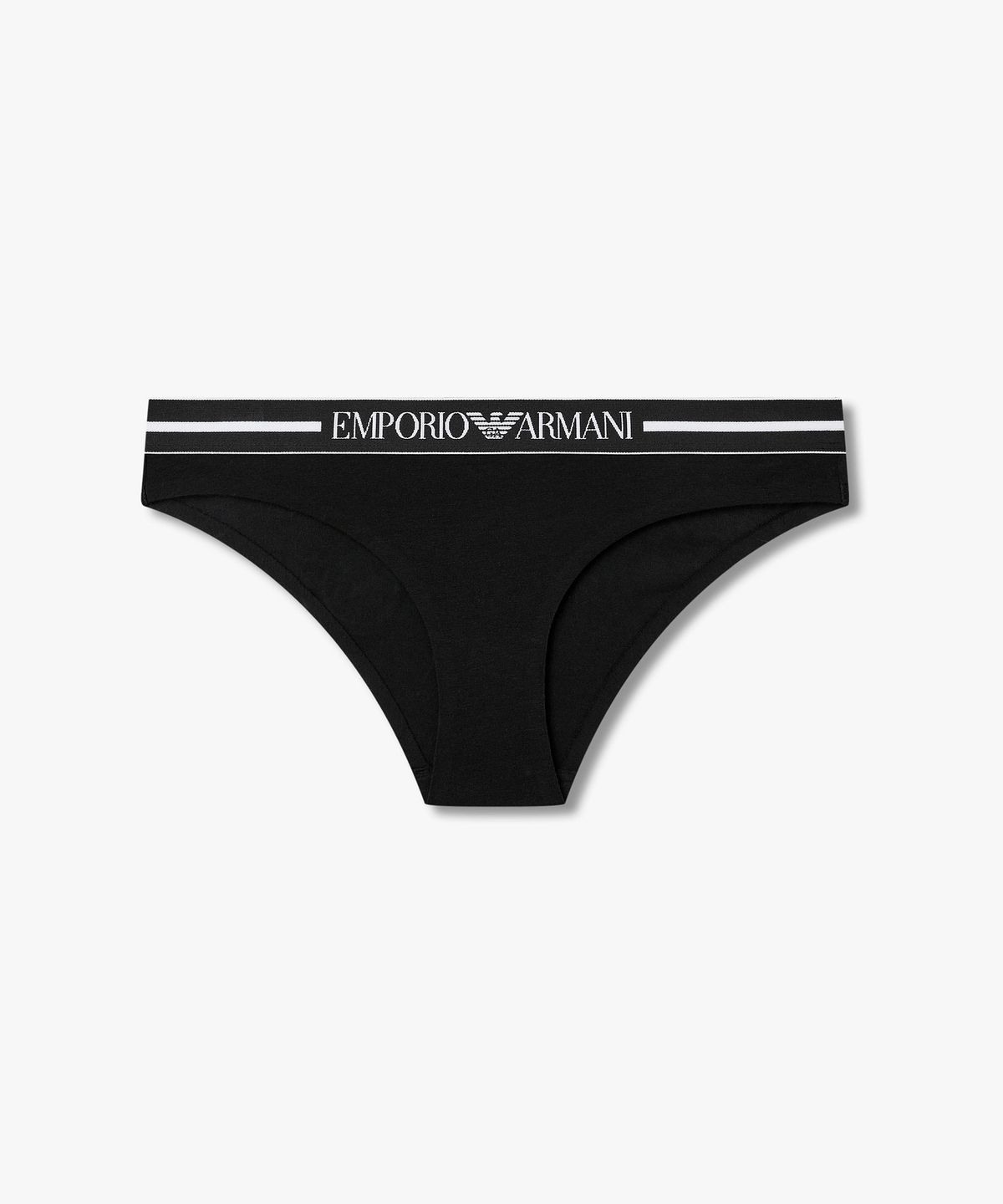 엠포리오 아르마니 언더웨어(EMPORIO ARMANI UNDERWEAR) 여성 배색 라인 센터 로고 브리프_블랙 0826111514
